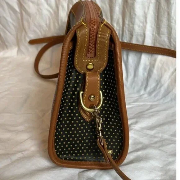 Dooney & Bourke Cabrio Leather Green/Brown Perforated Leather Crossbody Vintage - Picture 8 of 16